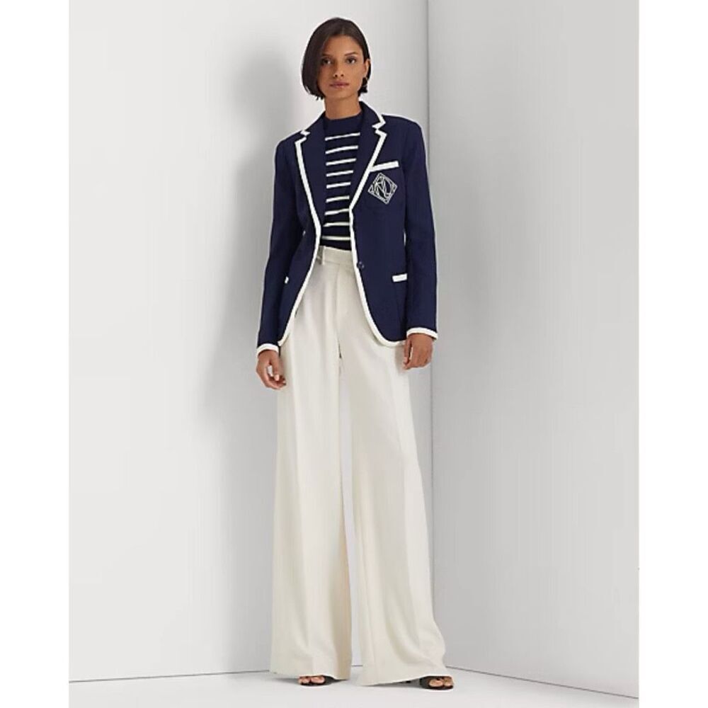 Ralph Lauren Pleated Georgette Wide-Leg Trouser 6 Petite